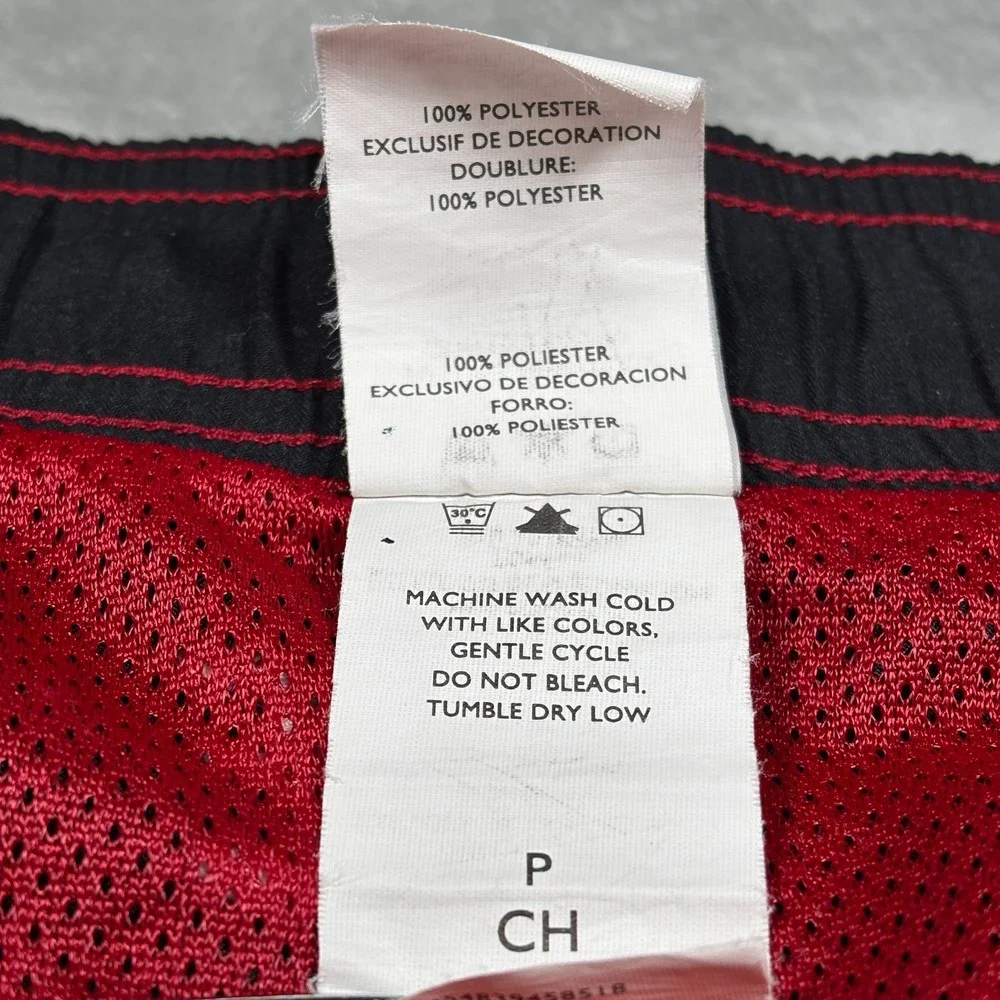 Vintage Nike Swim Shorts Men Small Red Black Silver Tag Board Trunks Embroidered